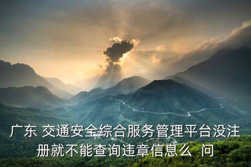 廣東 交通安全綜合服務管理平臺沒注冊就不能查詢違章信息么  問