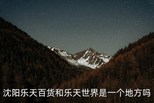 沈陽樂天百貨和樂天世界是一個地方嗎
