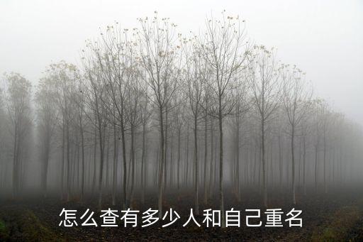 怎么查有多少人和自己重名