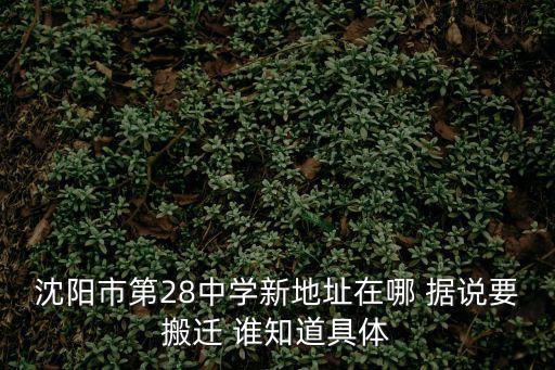 沈陽市第28中學新地址在哪 據說要搬遷 誰知道具體