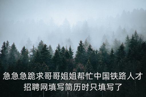中國鐵路人才招聘，急急急跪求哥哥姐姐幫忙中國鐵路人才招聘網填寫簡歷時只填寫了