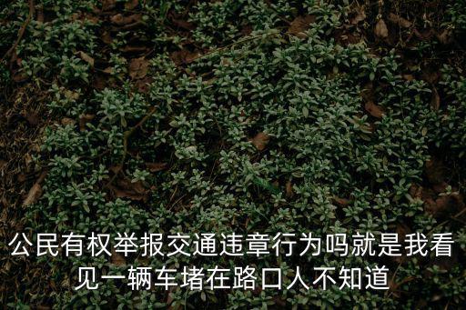 車輛違章舉報，公民有權舉報交通違章行為嗎就是我看見一輛車堵在路口人不知道