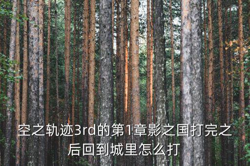 章影，空之軌跡3rd的第1章影之國(guó)打完之后怎么打