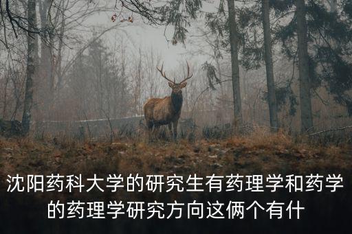 沈陽藥科大學的研究生有藥理學和藥學的藥理學研究方向這倆個有什