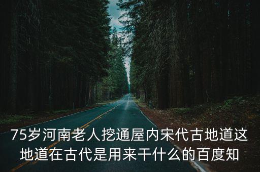 75歲河南老人挖通屋內宋代古地道這地道在古代是用來干什么的百度知