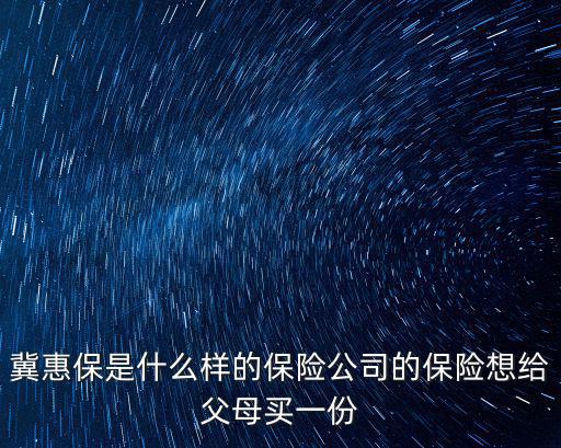 冀惠保，冀惠保是什么樣的保險公司的保險想給父母買一份
