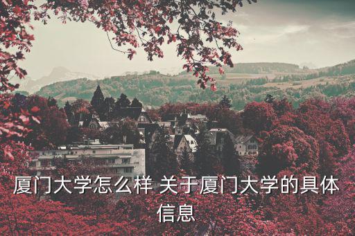 廈門大學(xué)怎么樣 關(guān)于廈門大學(xué)的具體信息