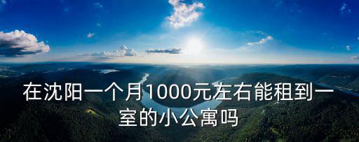 在沈陽一個月1000元左右能租到一室的小公寓嗎