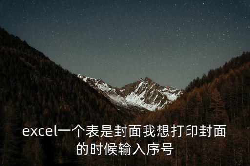 excel一個表是封面我想打印封面的時候輸入序號