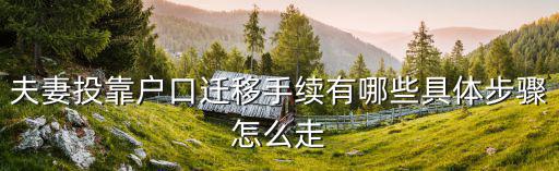 夫妻投靠戶口遷移手續有哪些具體步驟怎么走