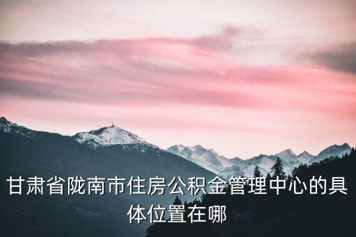 甘肅省住房資金管理中心，甘肅省隴南市住房公積金管理中心的具體位置在哪