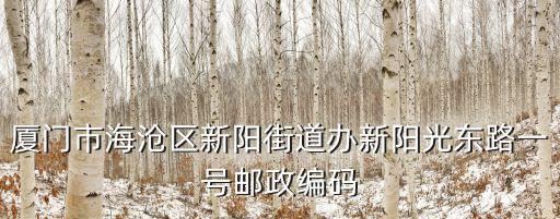 廈門市海滄區(qū)新陽(yáng)街道辦新陽(yáng)光東路一號(hào)郵政編碼