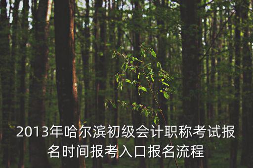 2013年哈爾濱初級會計職稱考試報名時間報考入口報名流程