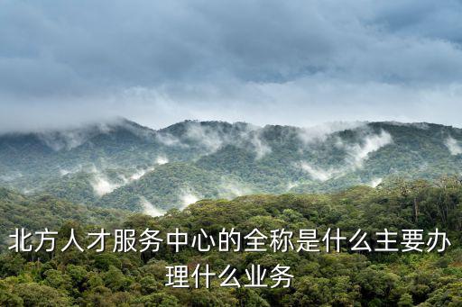 北方人才服務中心的全稱是什么主要辦理什么業務