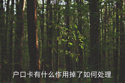 戶口卡有什么作用掉了如何處理