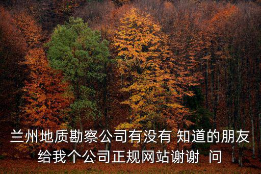 蘭州地質勘察公司有沒有 知道的朋友給我個公司正規網站謝謝  問