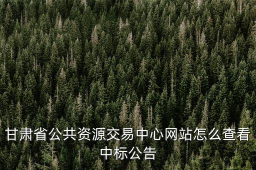 甘肅省公共資源交易中心網站怎么查看中標公告