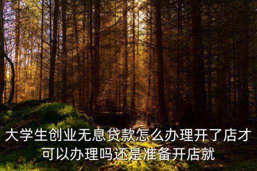 大學(xué)生創(chuàng)業(yè)無息貸款怎么辦理開了店才可以辦理嗎還是準(zhǔn)備開店就