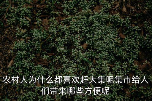 農(nóng)村人為什么都喜歡趕大集呢集市給人們帶來哪些方便呢