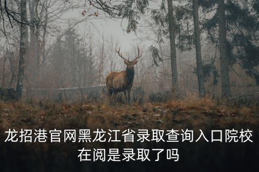 龍招港官網黑龍江省錄取查詢入口院校在閱是錄取了嗎