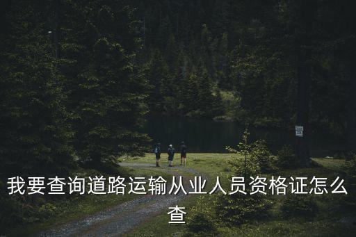 我要查詢道路運輸從業人員資格證怎么查