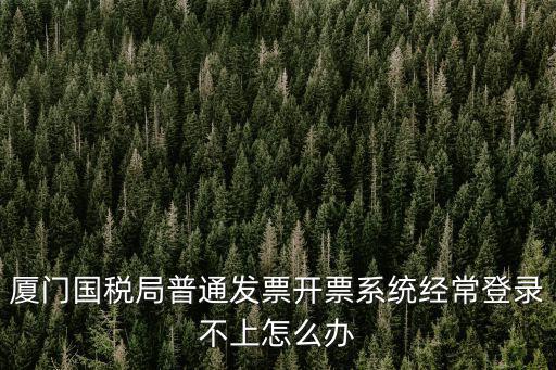 廈門國稅局普通發票開票系統經常登錄不上怎么辦