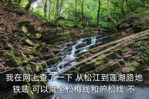 滬松線，我在網上查了一下 從松江到蓮湖路地鐵站 可以乘坐松梅線和滬松線 不
