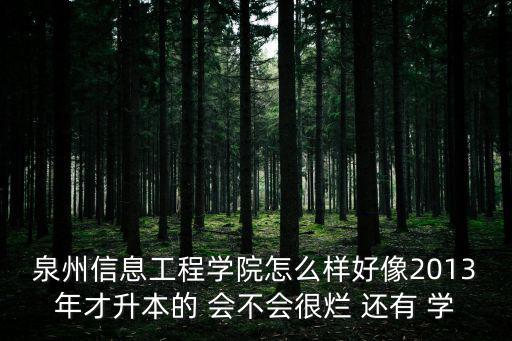 泉州信息工程學院官網(wǎng)，泉州信息工程學院怎么樣好像2013年才升本的 會不會很爛 還有 學