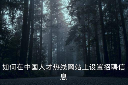 如何在中國(guó)人才熱線(xiàn)網(wǎng)站上設(shè)置招聘信息
