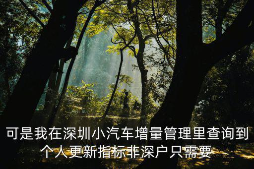 可是我在深圳小汽車增量管理里查詢到個人更新指標(biāo)非深戶只需要