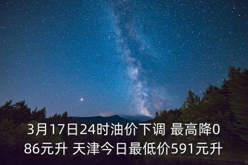 3月17日24時油價下調 最高降086元升 天津今日最低價591元升