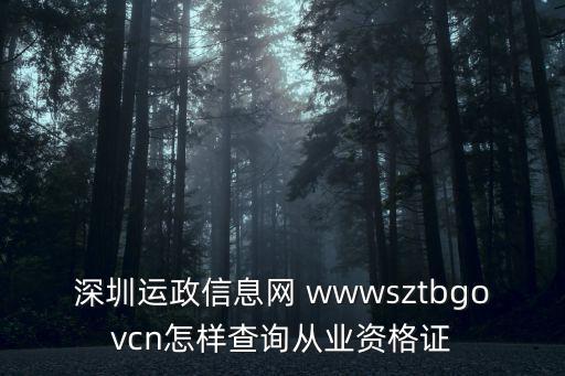 深圳運政信息網 wwwsztbgovcn怎樣查詢從業資格證