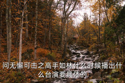 問無懈可擊之高手如林什么時候播出什么臺演要具體的