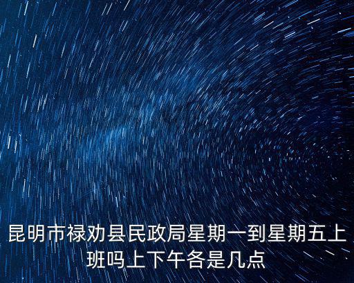 昆明市祿勸縣民政局星期一到星期五上班嗎上下午各是幾點