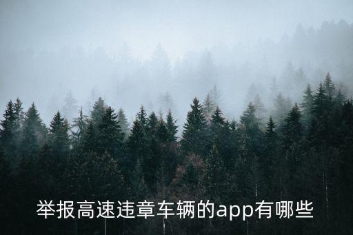 舉報高速違章車輛的app有哪些