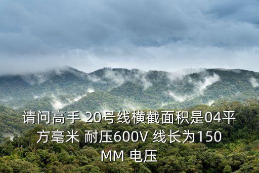 請問高手 20號線橫截面積是04平方毫米 耐壓600V 線長為150MM 電壓