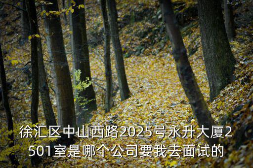 徐匯區中山西路2025號永升大廈2501室是哪個公司要我去面試的