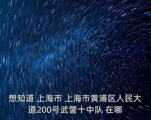 想知道 上海市 上海市黃浦區人民大道200號武警十中隊 在哪