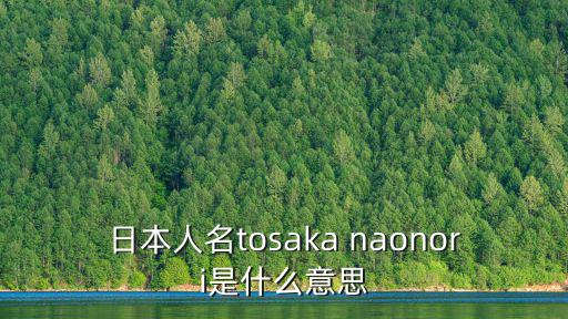 日本人名tosaka naonori是什么意思
