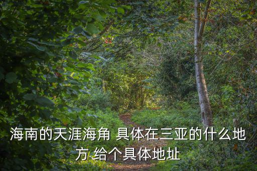 海南的天涯海角 具體在三亞的什么地方 給個具體地址