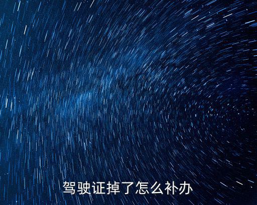 駕駛證掉了怎么補辦