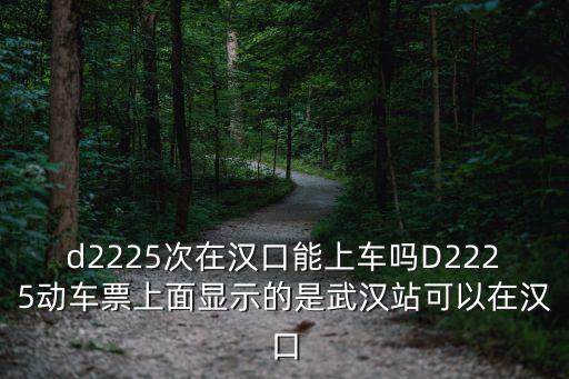 d2225次在漢口能上車嗎D2225動車票上面顯示的是武漢站可以在漢口