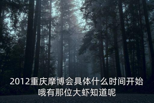 2012重慶摩博會具體什么時間開始哦有那位大蝦知道呢