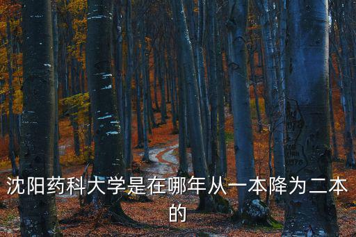 沈陽藥科大學是在哪年從一本降為二本的