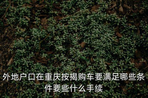 外地戶口在重慶按揭購車要滿足哪些條件要些什么手續