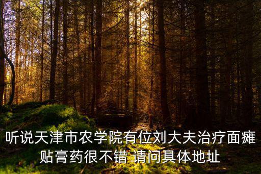 聽說天津市農學院有位劉大夫治療面癱貼膏藥很不錯 請問具體地址