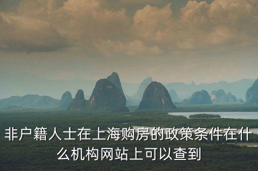 非戶籍人士在上海購(gòu)房的政策條件在什么機(jī)構(gòu)網(wǎng)站上可以查到