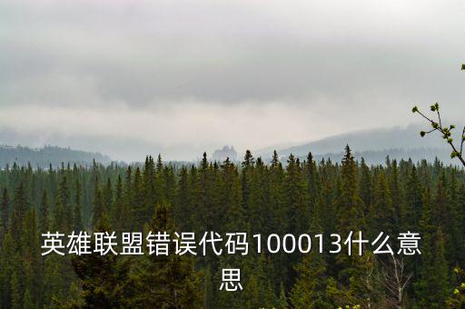 英雄聯盟錯誤代碼100013什么意思