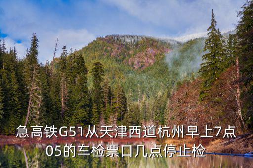 急高鐵G51從天津西道杭州早上7點05的車檢票口幾點停止檢