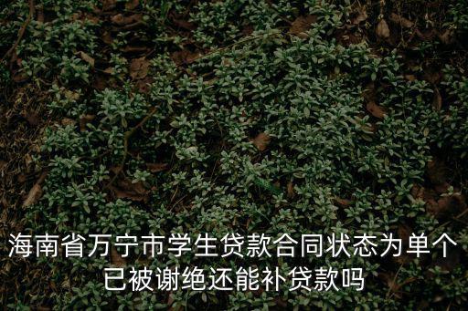 海南省萬寧市學生貸款合同狀態為單個已被謝絕還能補貸款嗎